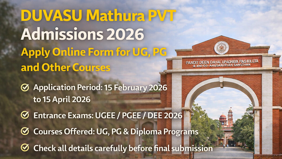 DUVASU Mathura PVT Admissions 2026