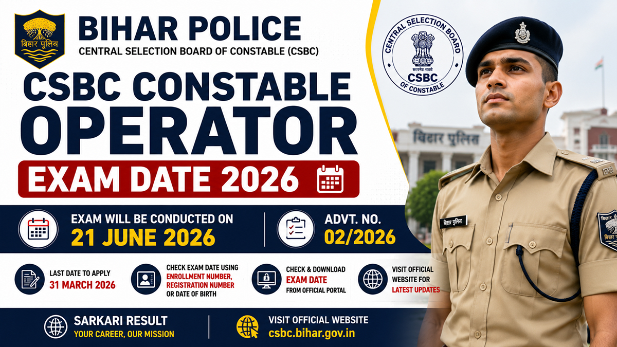 Bihar Police CSBC Constable Operator Exam Date 2026