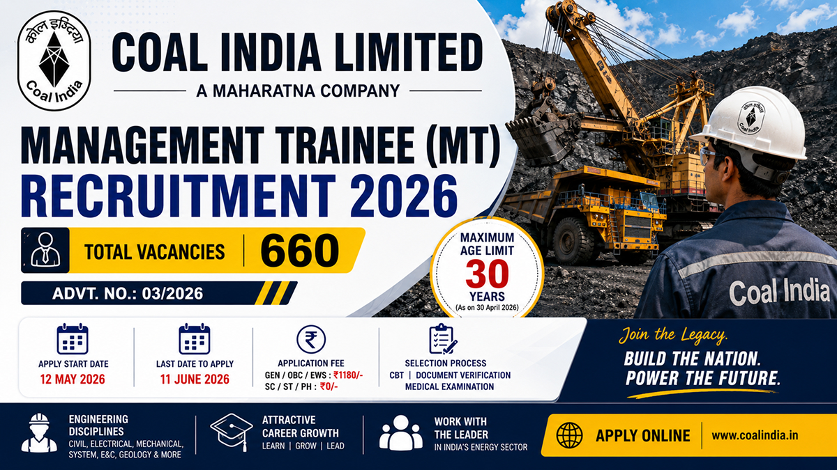 Coal India CIL Management Trainee MT Online Form 2026