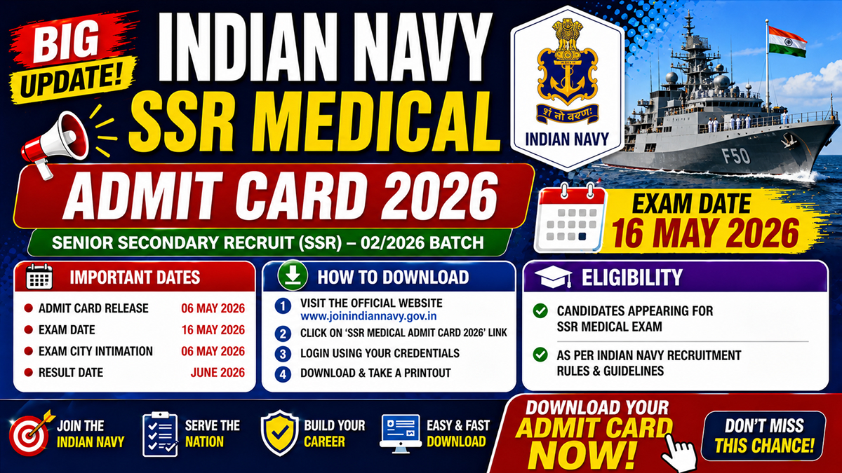 Indian Navy SSR Medical Admit Card 2026