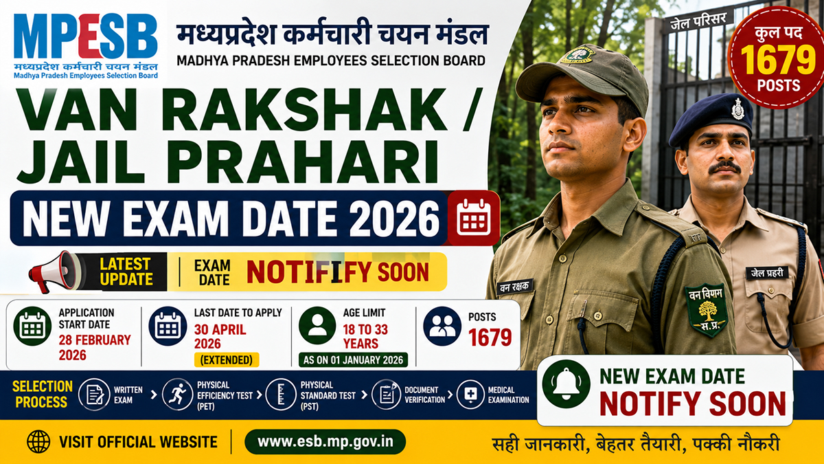 MPESB Van Rakshak Jail Prahari Exam Date 2026