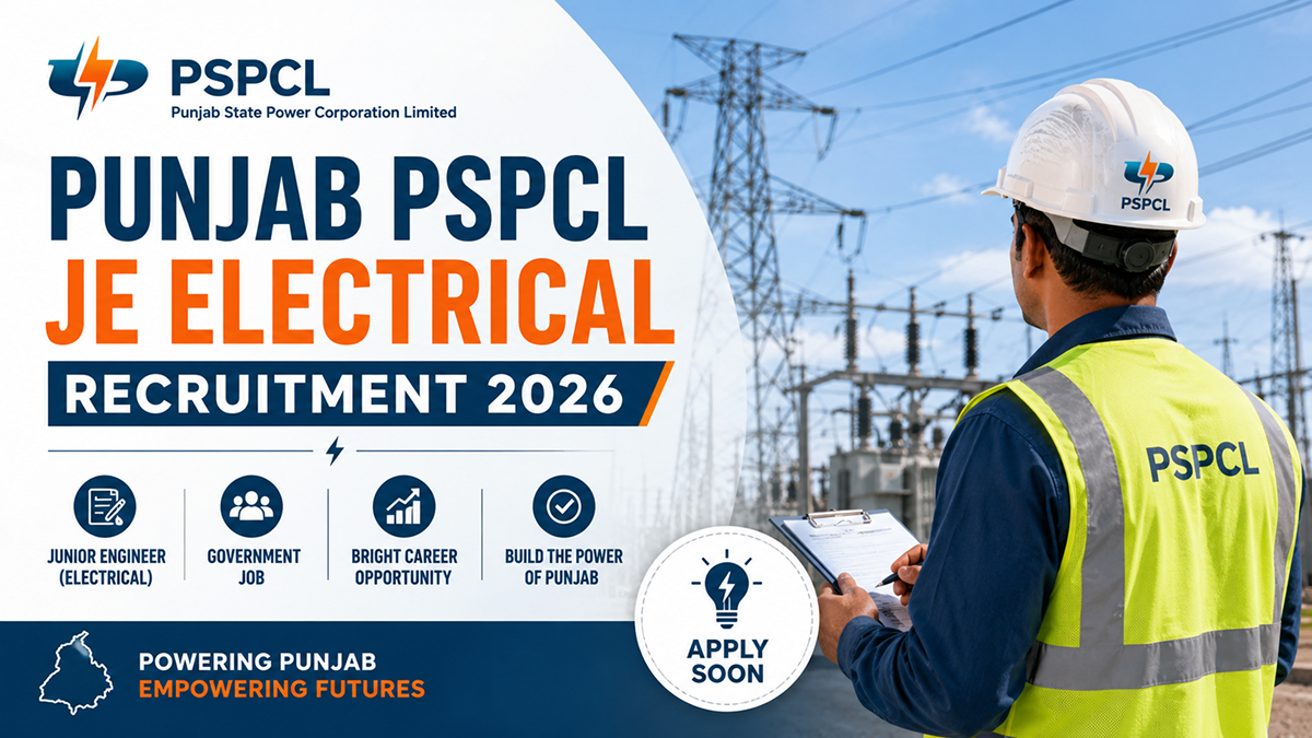 Punjab PSPCL JE Electrical Recruitment 2026 Apply Online