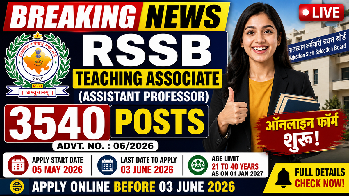 Rajasthan RSSB Teaching Associate Recruitment 2026
