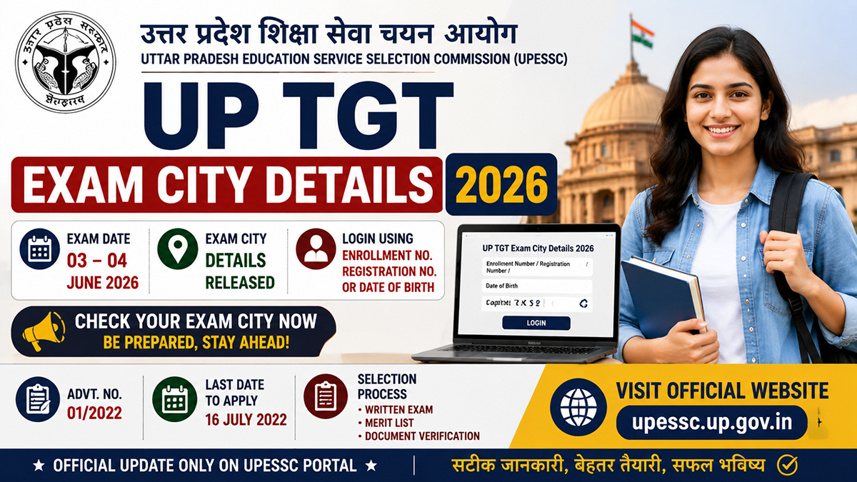UP TGT Exam City Details 2026 Check City Slip