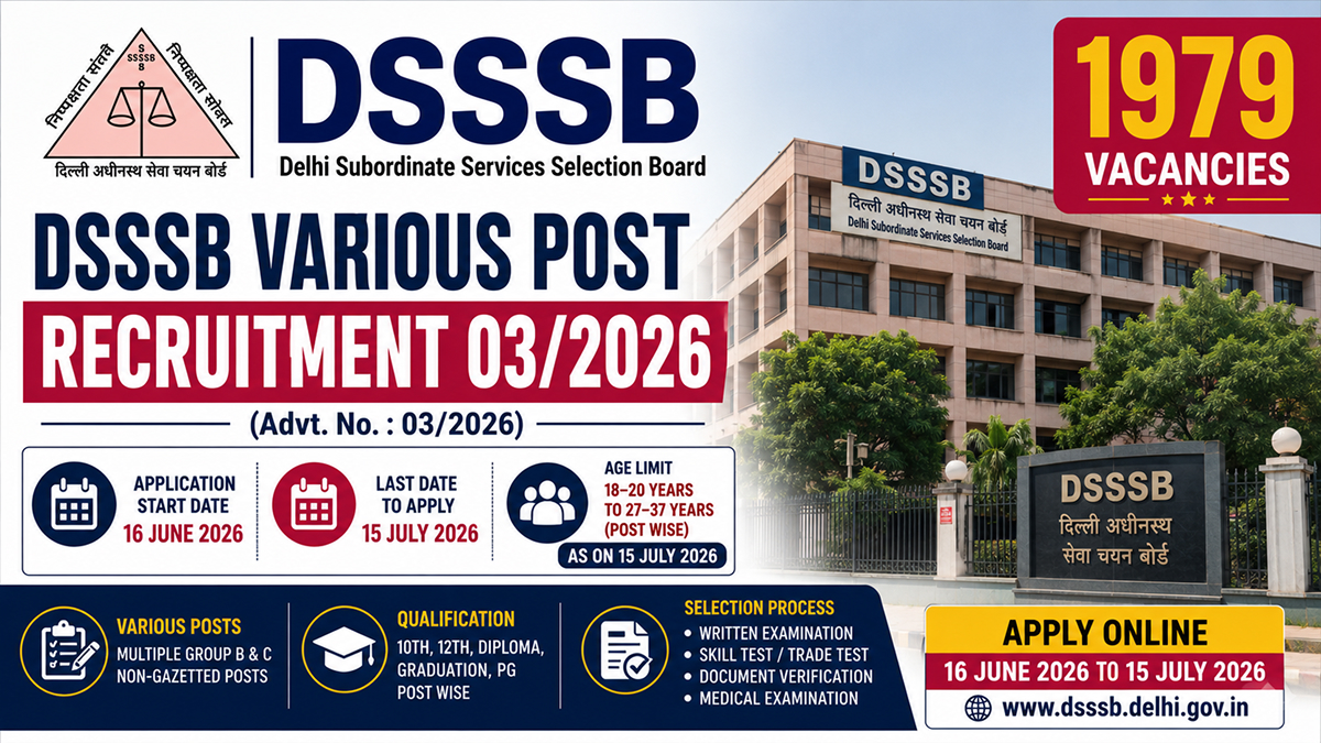 DSSSB Various Post Recruitment 2026 Apply Online